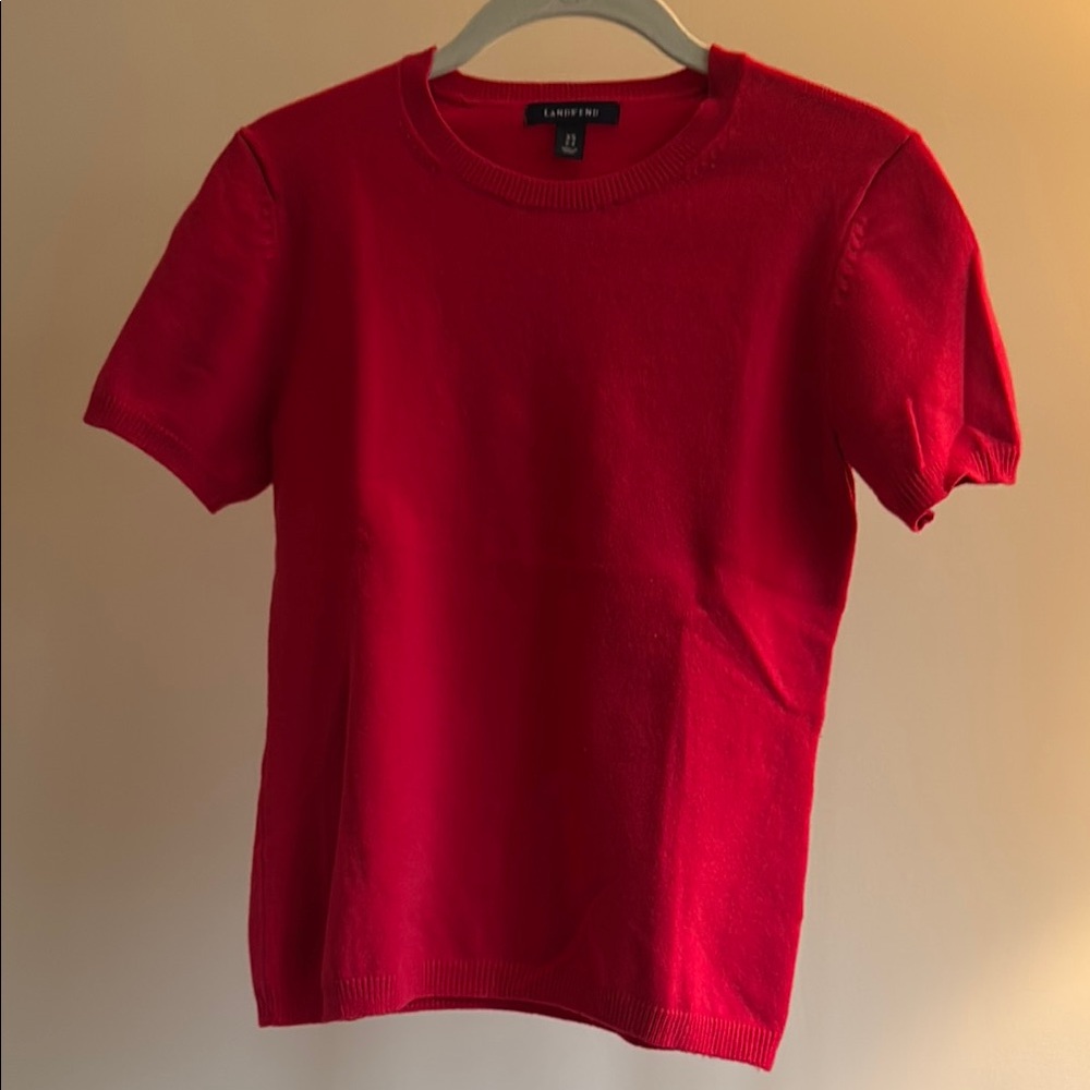 Lands' End Red Short Sleeve Sweater